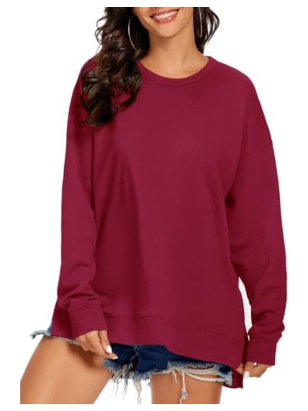Women's Oversized Batwing Sweatshirt Long Sleeve Knit Pullover